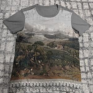 Dolce & Gabbana Silk Cotton Greek Landscape Scene Art Print T-Shirt Size S